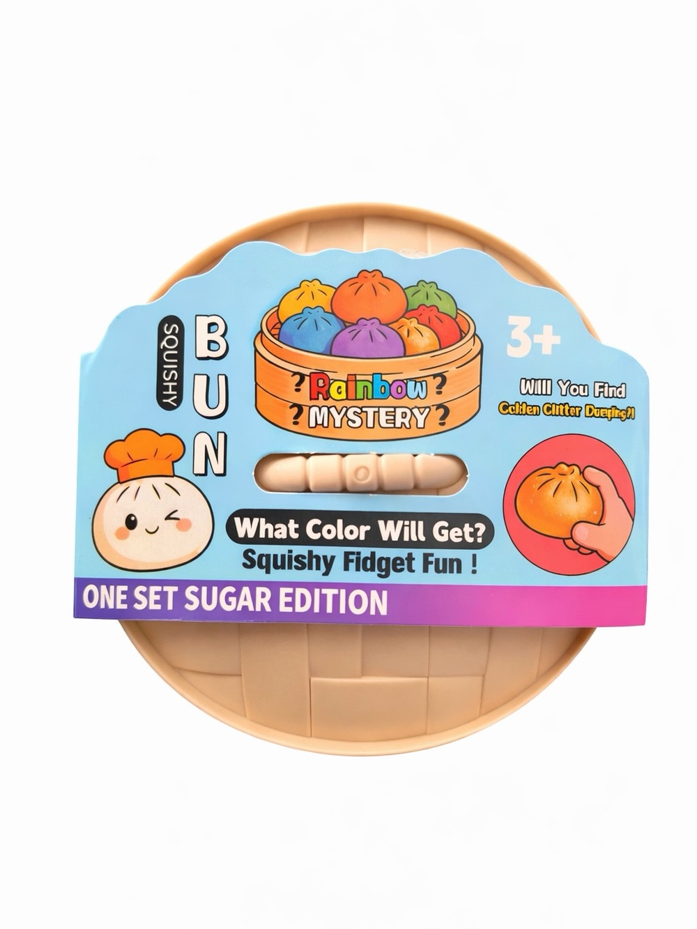 Squishy Bun Rainbow Mystery Beige Squishy Fidget Toy Stress Relief Fun Toy